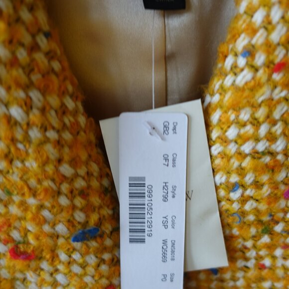 J.Crew Daphne yellow tweed coat Petite 0 0P - Picture 11 of 16